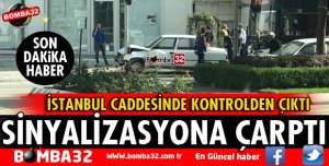 OTOMOBİL SİNYALİZASYONA ÇARPARAK DURABİLDİ