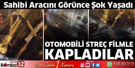 Otomobil streç filmle kaplandı