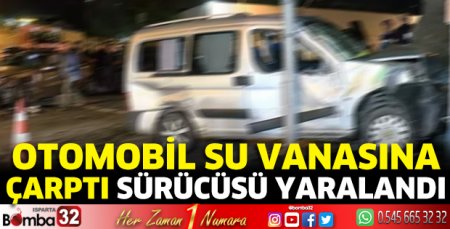 Otomobil su vanasına çarptı sürücüsü yaralandı