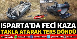 OTOMOBİL TAKLA ATARAK TERS DÖNDÜ