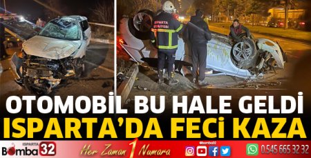 Otomobil takla atarak ters döndü