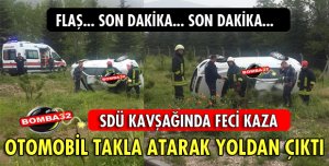 OTOMOBİL TAKLA ATARAK YOLDAN ÇIKTI!