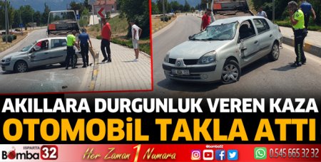 Otomobil takla attı 