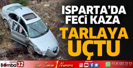 Otomobil tarlaya uçtu 