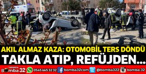 Otomobil ters döndü