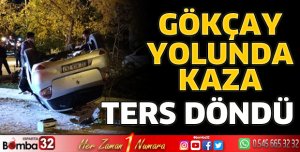 Otomobil ters döndü