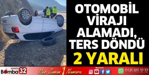 Otomobil ters döndü