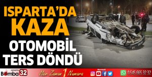 Otomobil ters döndü