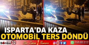Otomobil ters döndü