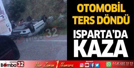 Otomobil ters döndü