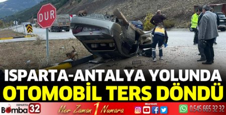 Otomobil ters döndü