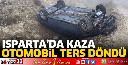 Otomobil ters döndü