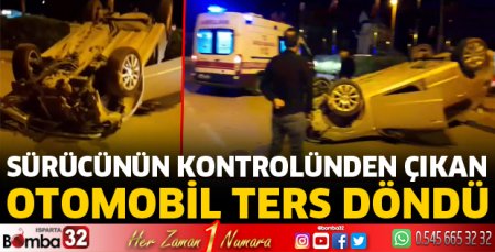 Otomobil ters döndü
