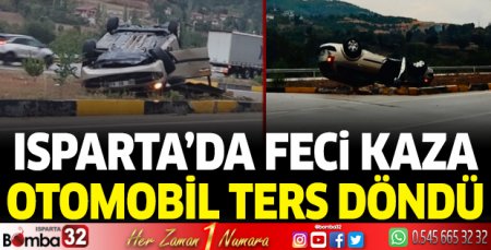 Otomobil ters döndü