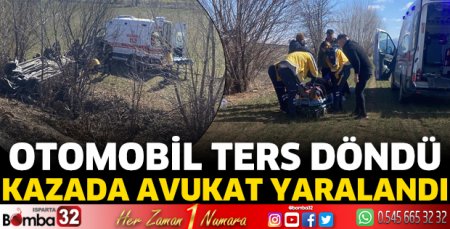 Otomobil ters döndü