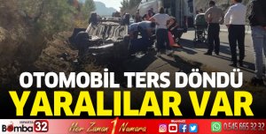 Otomobil ters döndü: Yaralılar var 