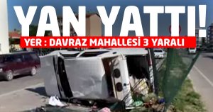 Otomobil yan yattı