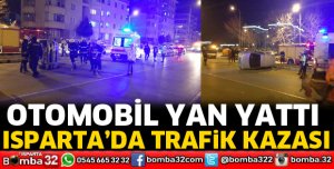 Otomobil yan yattı