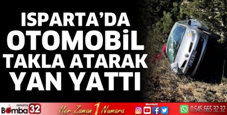Otomobil yan yattı