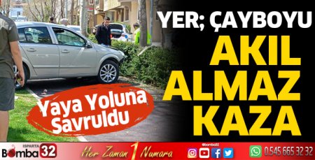 Otomobil yaya yoluna savruldu