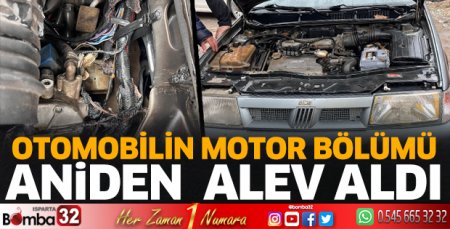 Otomobilin motor bölümünde yangın 