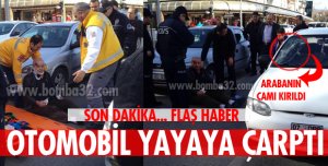 OTOMOBİLİN ÖN CAMINA BAŞINI ÇARPTI