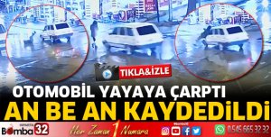 Otomobilin yayaya çarpma anı