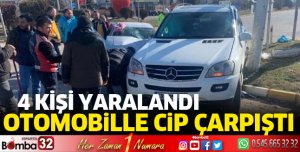 Otomobille cip çarpıştı