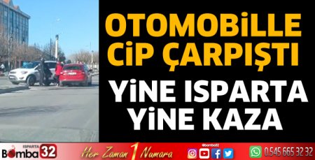 Otomobille cip çarpıştı