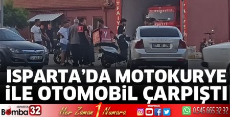 Otomobille motokurye çarpıştı