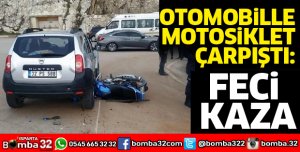 Otomobille motosiklet çarpıştı