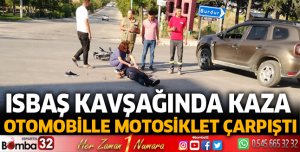 Otomobille motosiklet çarpıştı