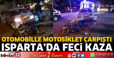Otomobille motosiklet çarpıştı