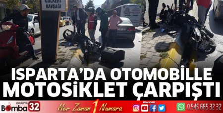 Otomobille motosiklet çarpıştı