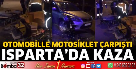 Otomobille motosiklet çarpıştı
