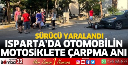 Otomobille motosiklet çarpıştı