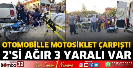 Otomobille motosiklet çarpıştı