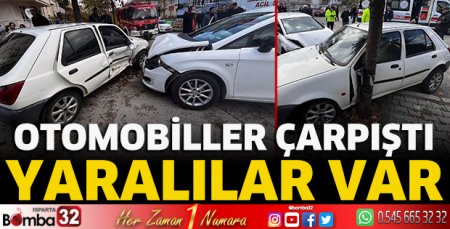 Otomobiller çarpıştı 
