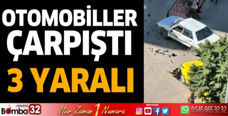 Otomobiller çarpıştı: 3 yaralı