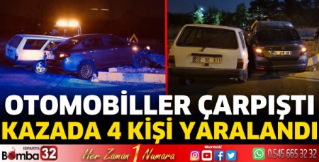 Otomobiller çarpıştı 4 kişi yaralandı 