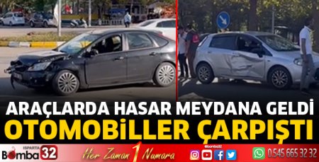 Otomobiller çarpıştı