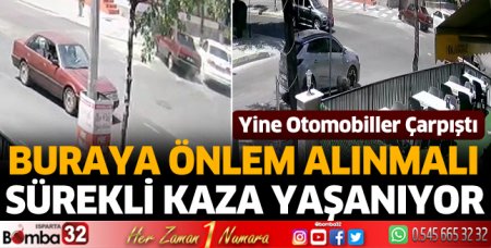 Otomobiller kavşakta çarpıştı 