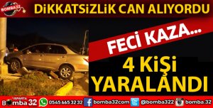 OTOMOBİLLER KAVŞAKTA ÇARPIŞTI 4 YARALI