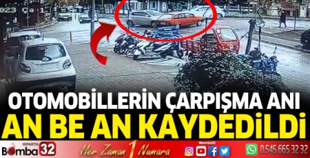 Otomobiller kavşakta çarpıştı