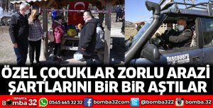 Özel çocuklar zorlu arazi şartlarını bir bir aştılar