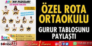 Özel Rota Ortaokulu gurur tablosunu paylaştı