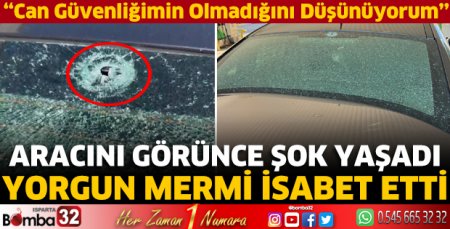 Park halindeki araca yorgun mermi isabet etti