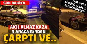 PARK HALİNDEKİ ARAÇLARA ÇARPTI 