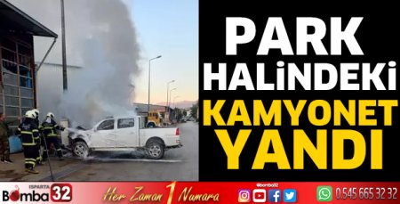 Park halindeki kamyonet yandı