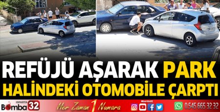 Park halindeki otomobile çarptı